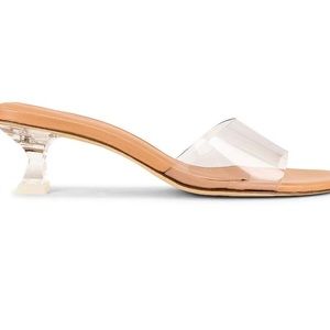 Larroude The Vivi Mule in Vinyl & Beige